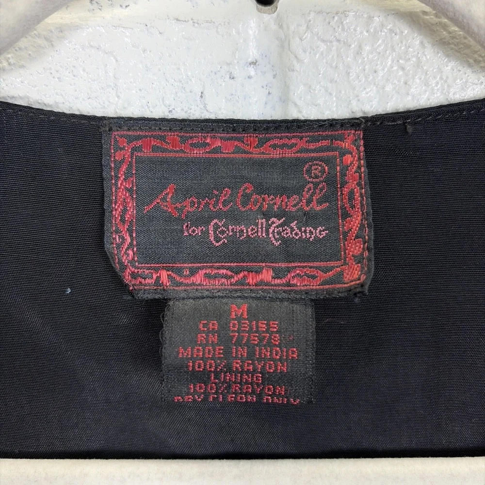 VTG April Cornell Velvet Patchwork Vest Size M Embroidered Boho Artsy - Picture 5 of 7